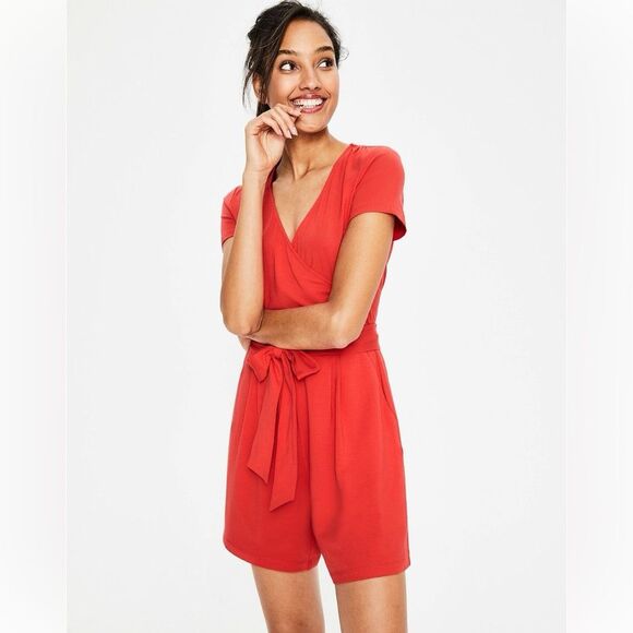 NEW! Boden Red Caroline Faux Wrap Cotton Knit Jersey Playsuit Romper - 6T - Picture 14 of 14
